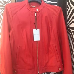 🆕 Cole Haan Smooth Leather Racer Jacket